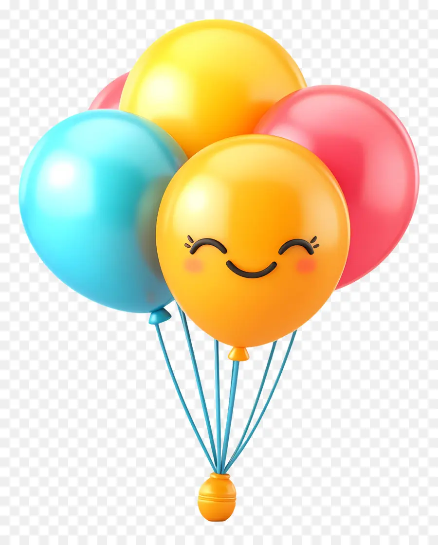 Emoji De Aniversário，Balões Coloridos PNG