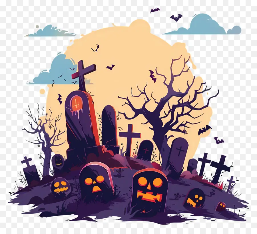 Cemitério De Halloween，Cemitério Assombrado PNG