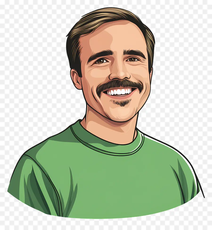 Homem Sorridente，Homem Sorridente De Camisa Verde PNG