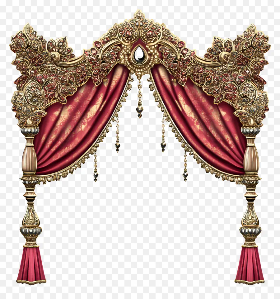 Moldura De Casamento Indiano，Cortina Ornamentada PNG