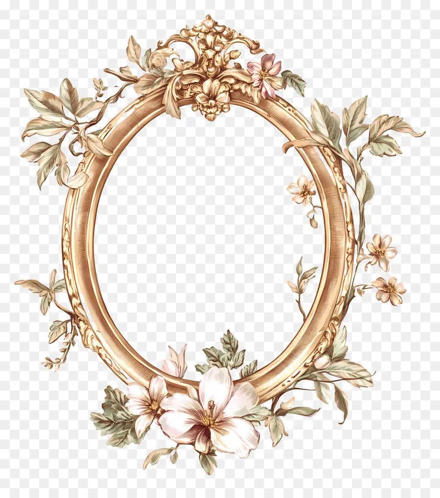 Moldura Oval Vintage，Guirlanda Floral PNG