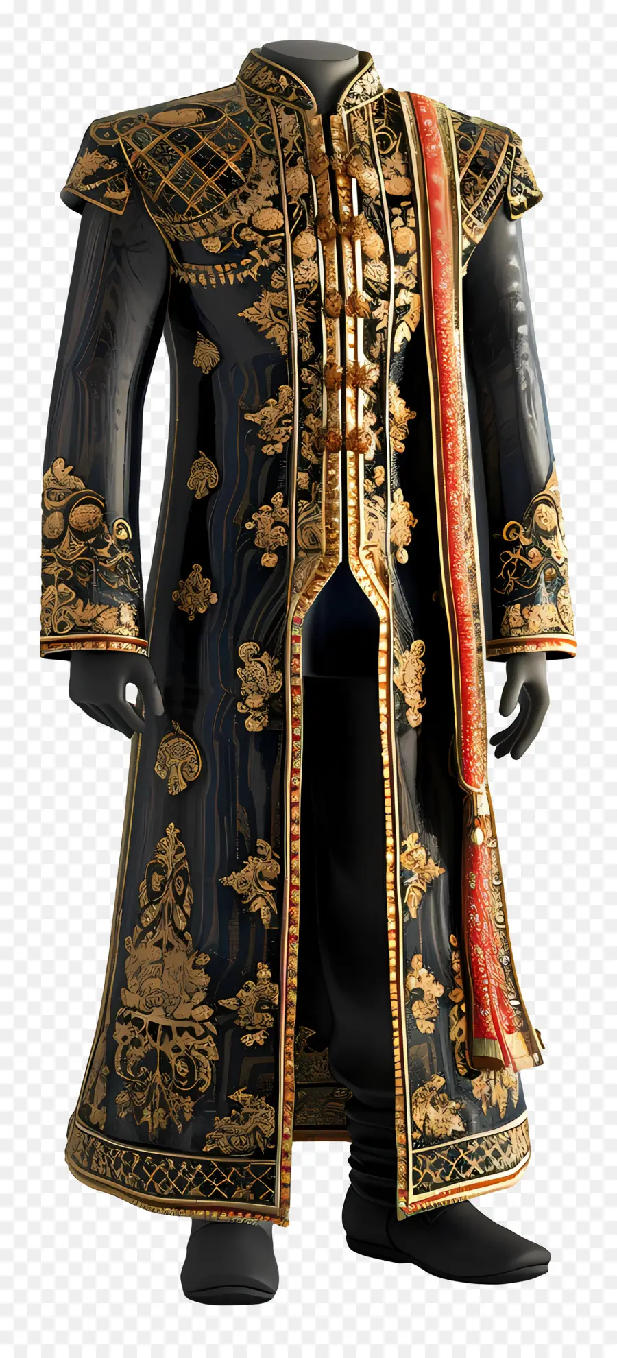 Traje Formal Indiano，Robe Preto E Dourado PNG