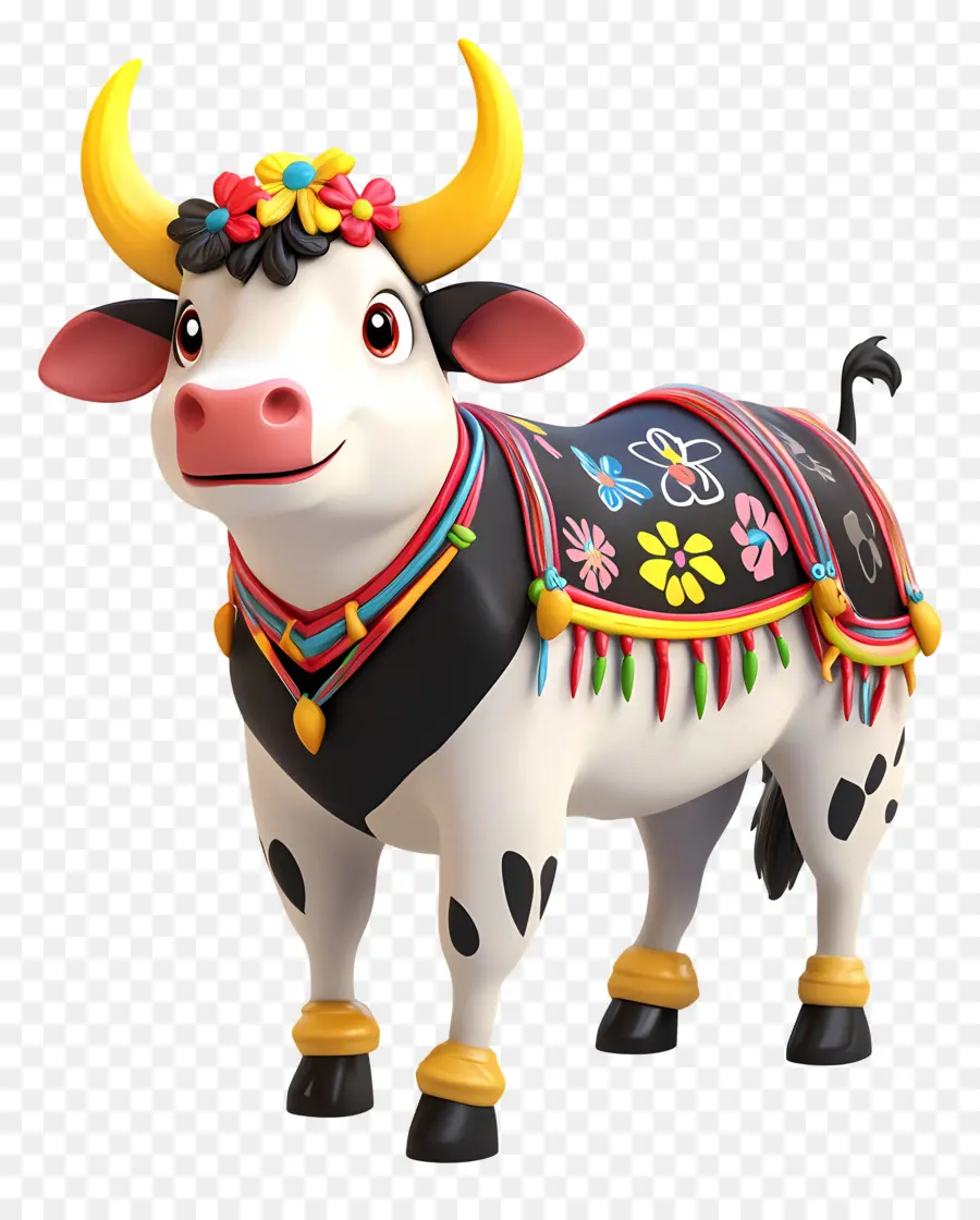 Vaca Pongal，Vaca Decorada PNG