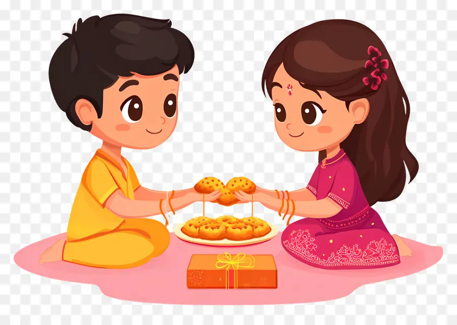 Feliz Raksha Bandhan，Crianças Com Modak PNG