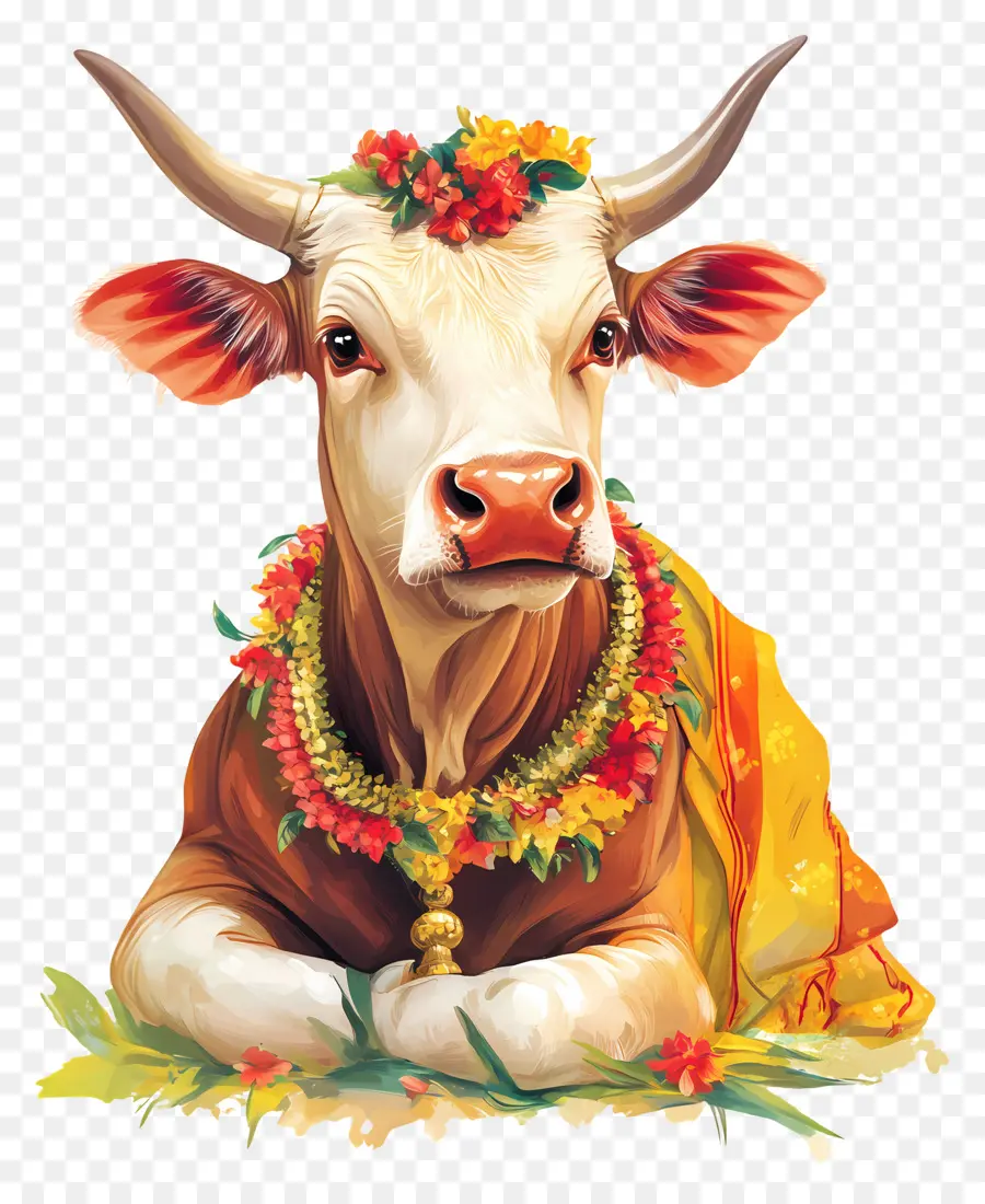 Vaca Pongal，Vaca Decorada PNG