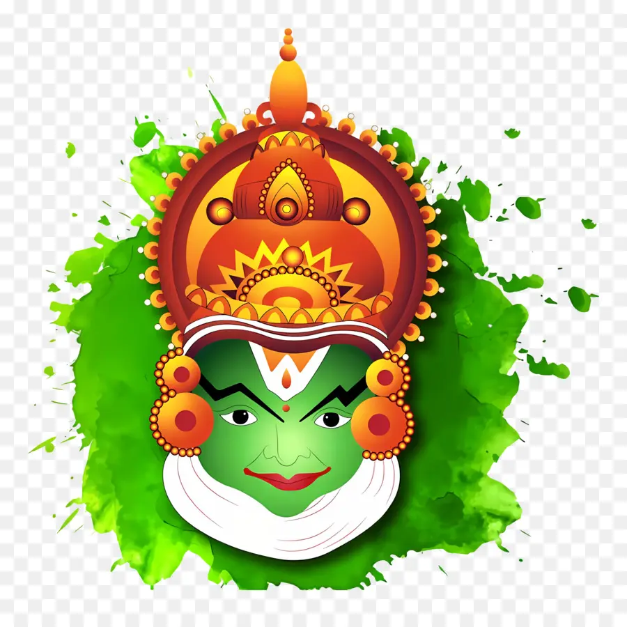 Feliz Onam，Rosto De Kathakali PNG