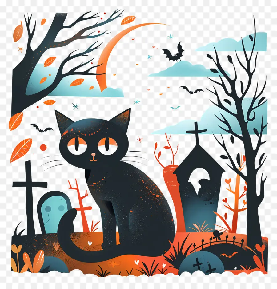 Gato Preto De Halloween，Gato PNG