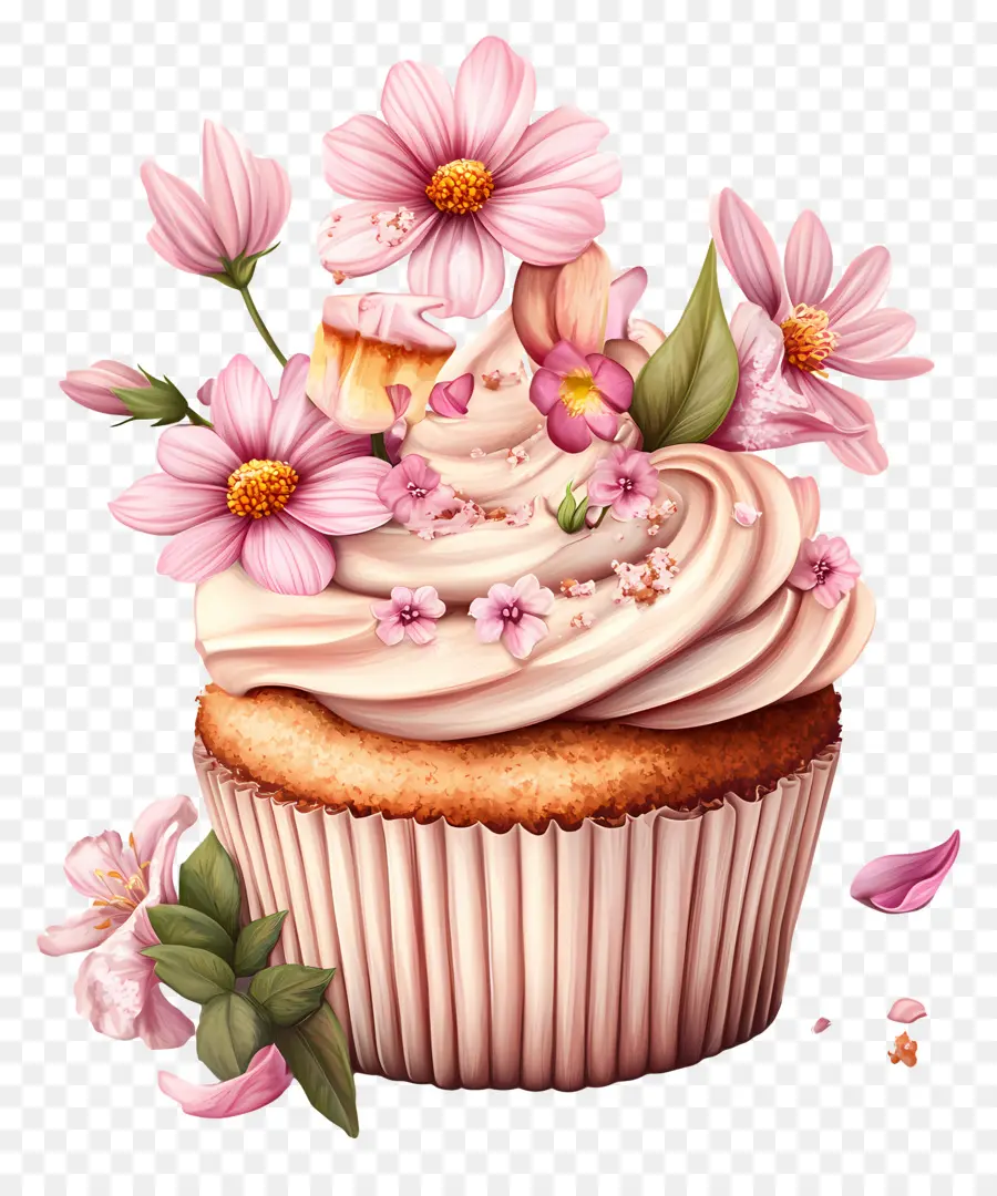 Bolinho De Aniversário，Bolinho Com Flores PNG