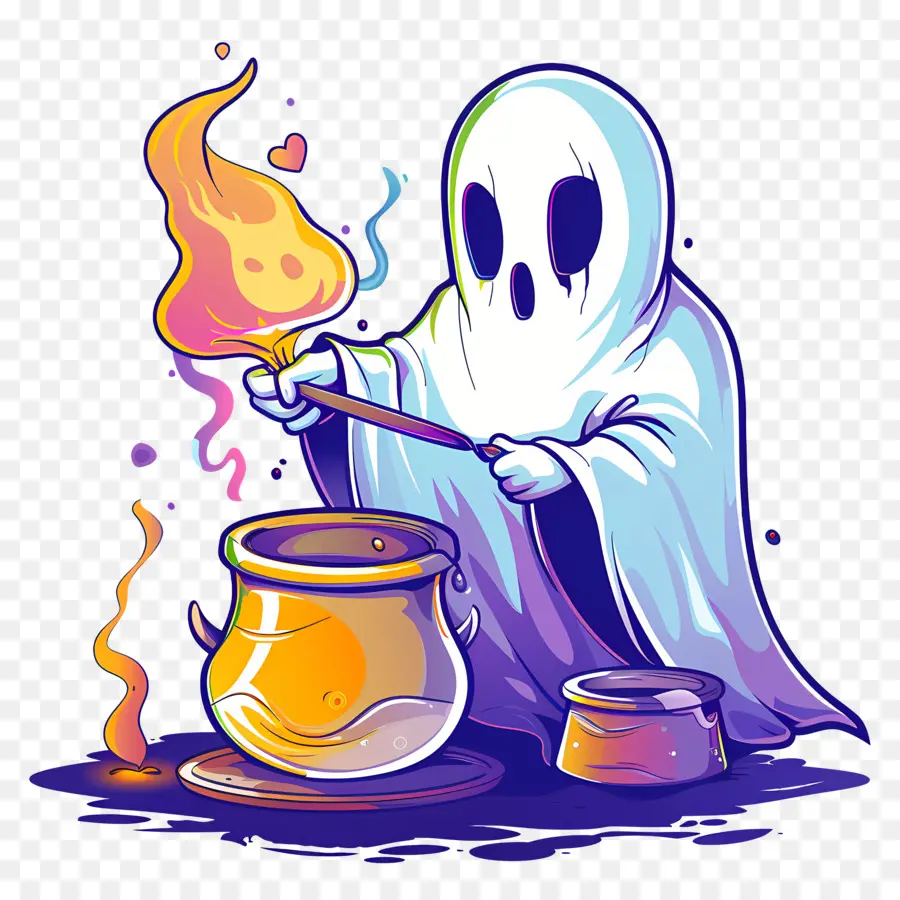 Poção De Agitação Fantasma，Fantasma Com Caldeirão PNG