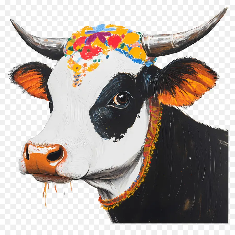 Vaca Pongal，Vaca Decorada PNG