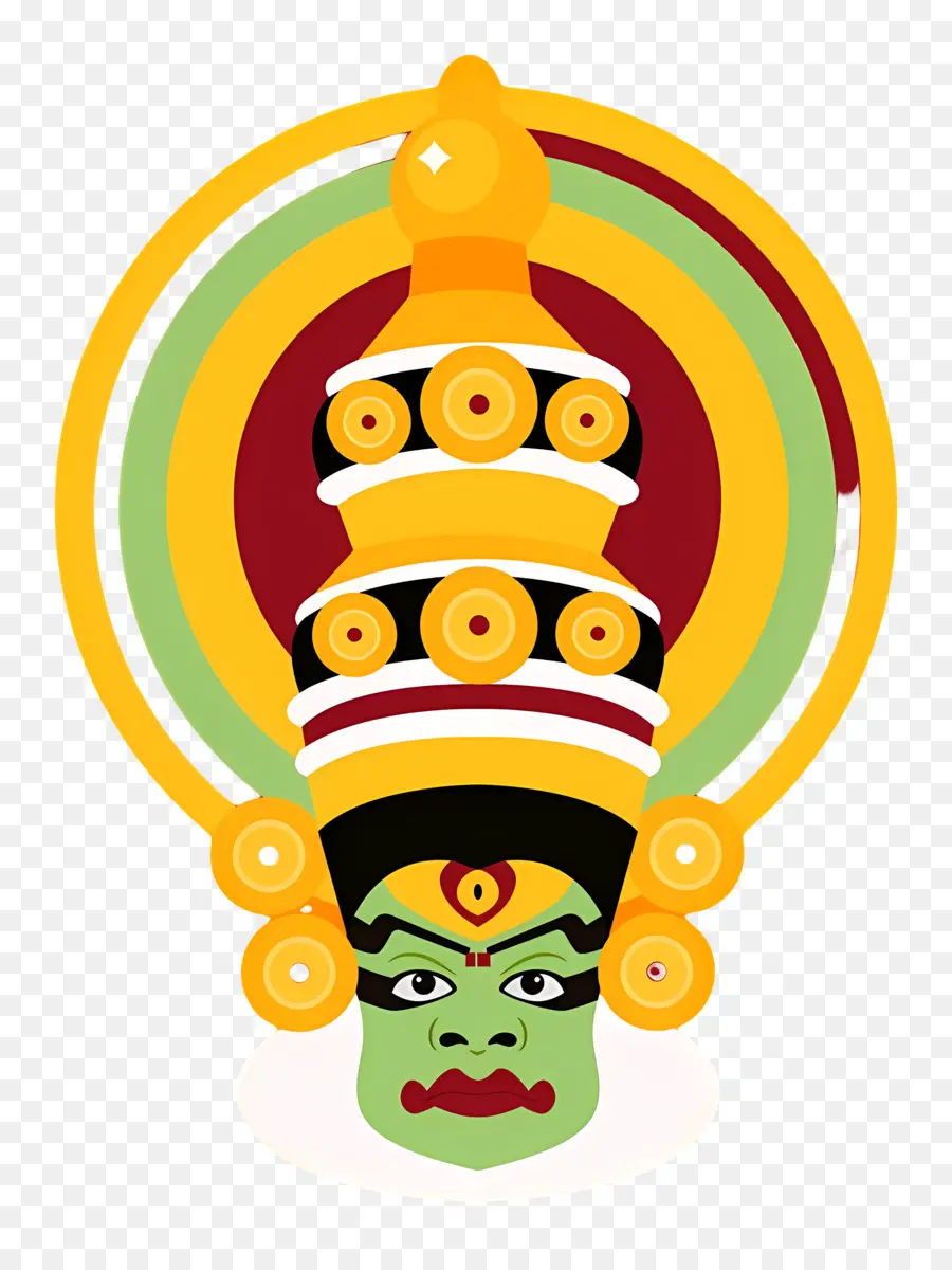 Feliz Onam，Máscara Kathakali PNG