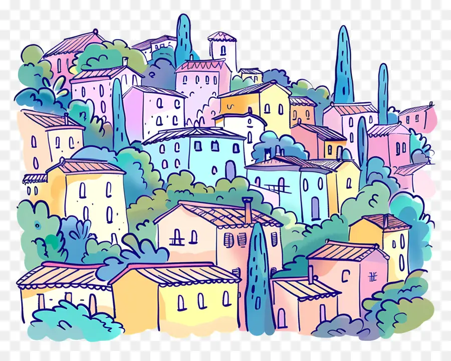 Paisagem Da Itália，Aldeia Colorida PNG