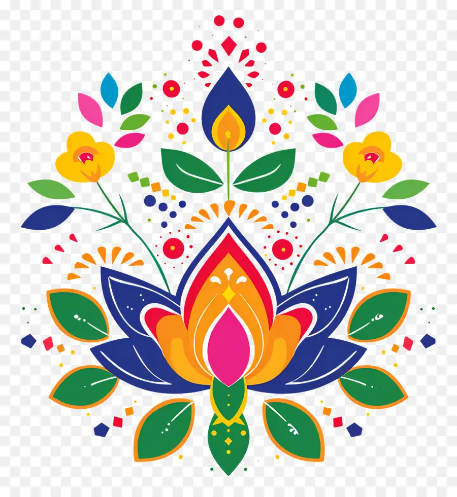 Festival Indiano De Pongal，Rangoli Colorido PNG