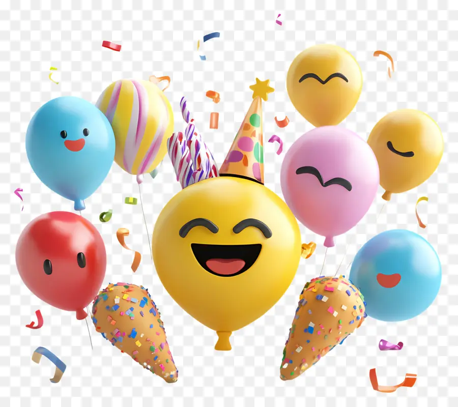 Emoji De Aniversário，Balões De Emojis PNG