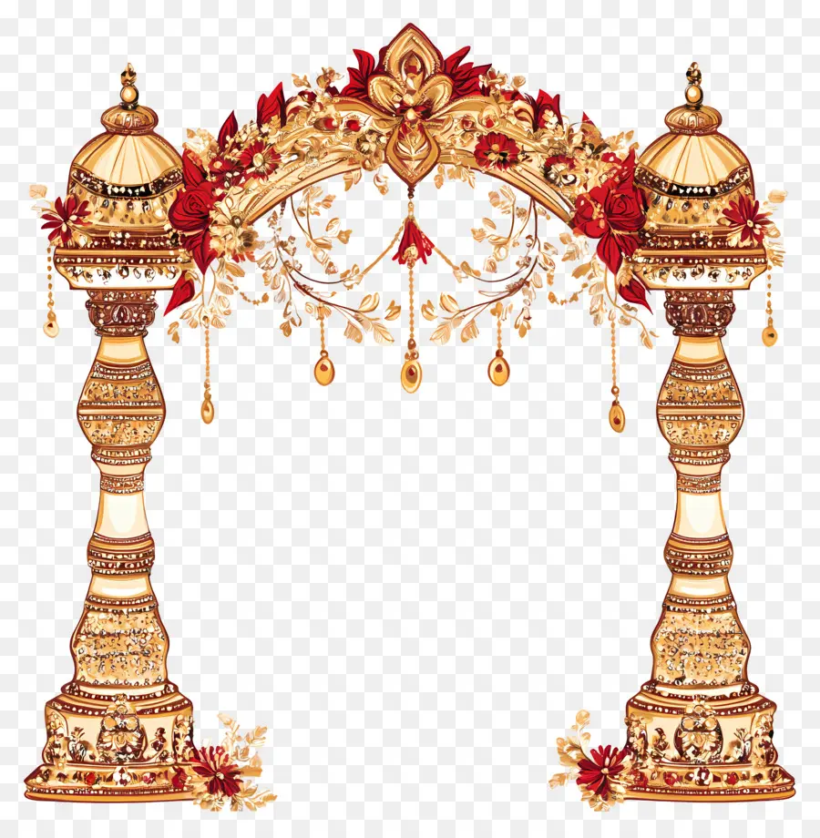 Moldura De Casamento Indiano，Arco Decorativo PNG