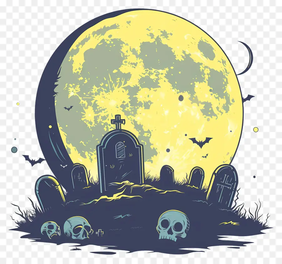 Lua Cheia De Halloween，Cemitério PNG