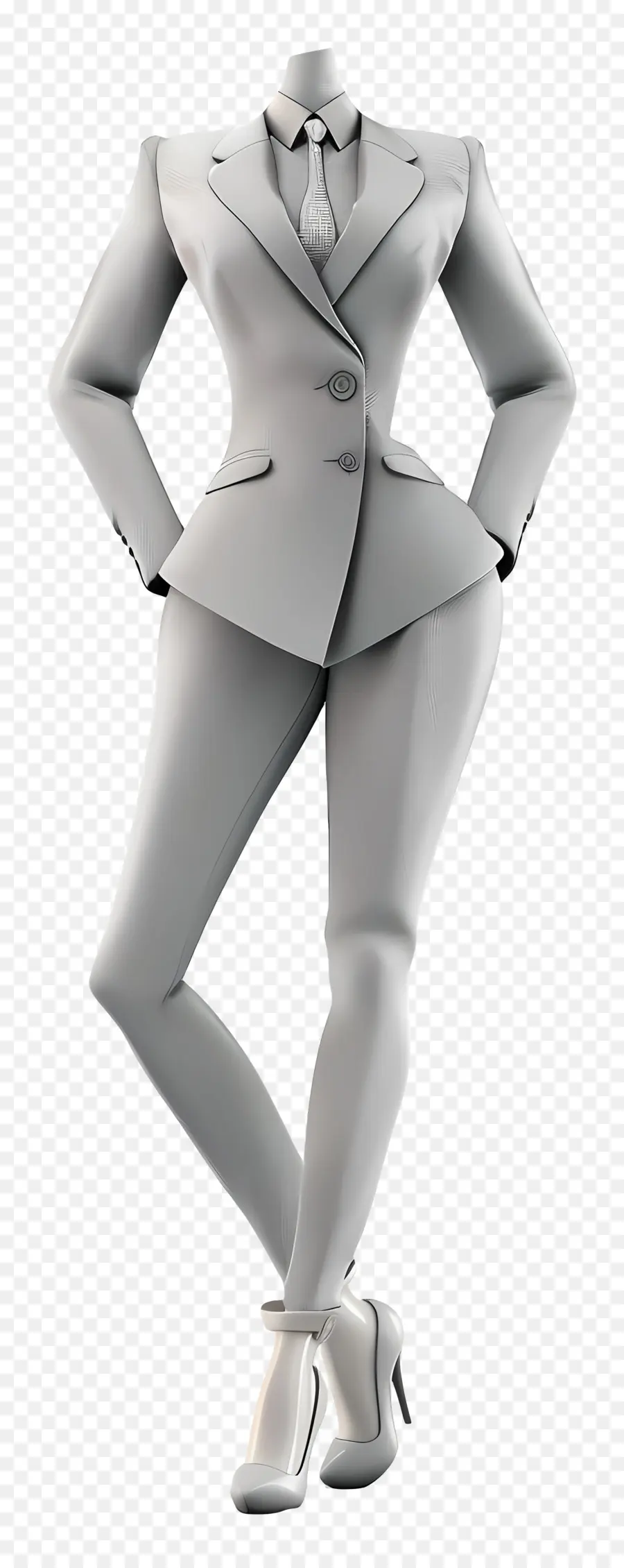 Traje Formal Feminino，Terno Cinza PNG