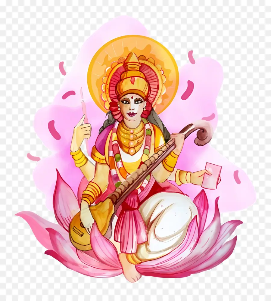 Saraswati，Ilustra O Da Deusa Saraswati PNG