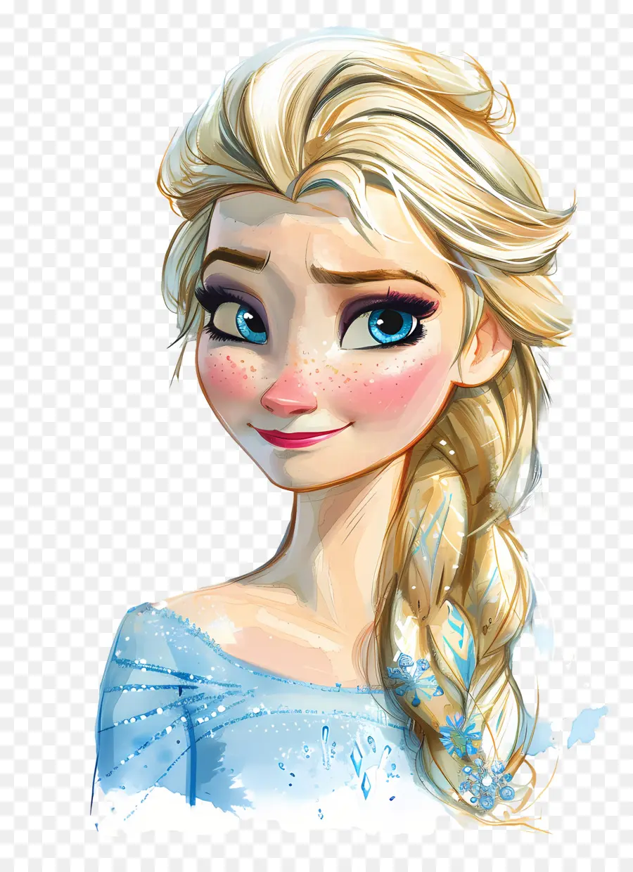 Princesa Elsa，Personagem De Trança Loira PNG