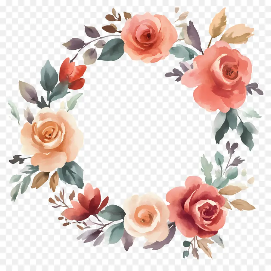 Moldura Redonda De Casamento，Coroa De Flores PNG