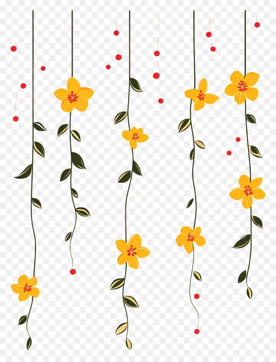 Flores Penduradas，Amarelo PNG