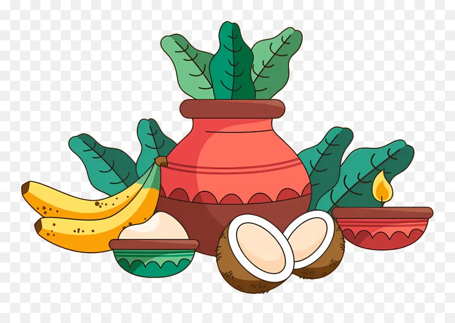 Feliz Onam，Pote Tradicional Com Frutas PNG