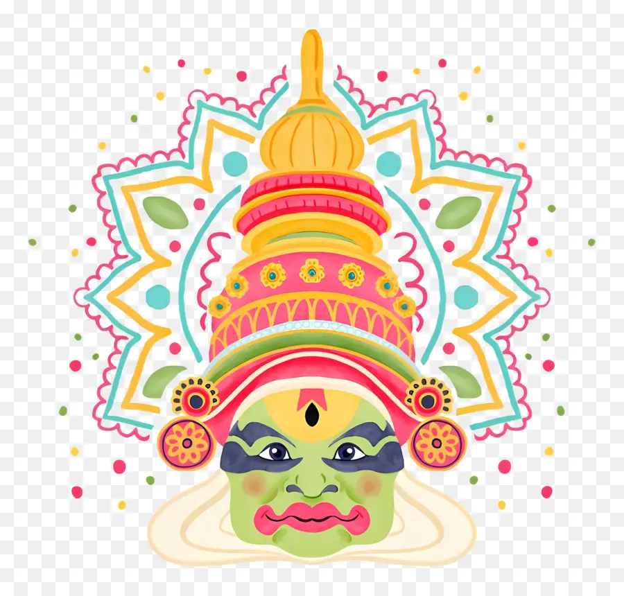 Feliz Onam，Máscara Kathakali PNG