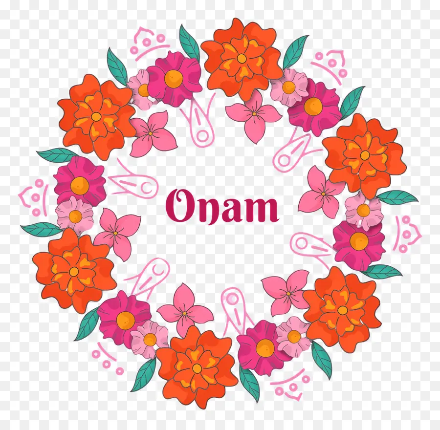 Feliz Onam，Coroa De Flores PNG