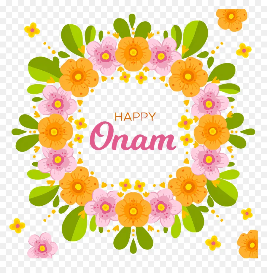 Feliz Onam，Decoração De Flores Onam PNG