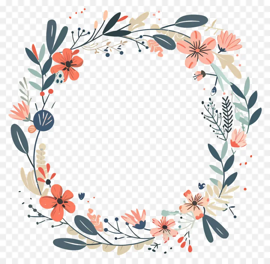 Moldura Circular，Guirlanda Floral PNG