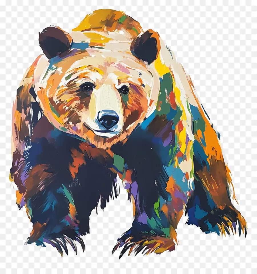 Urso Pardo，Pintura Colorida De Urso PNG