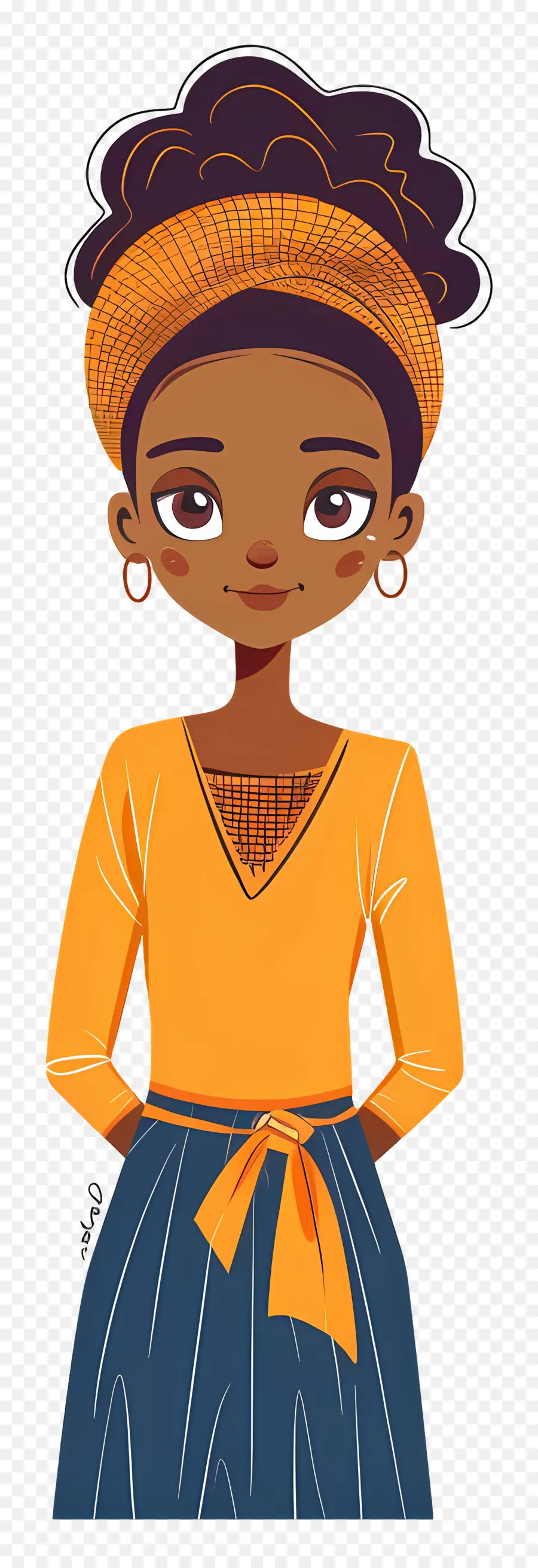 Mulher Africana，Mulher De Vestido Laranja PNG