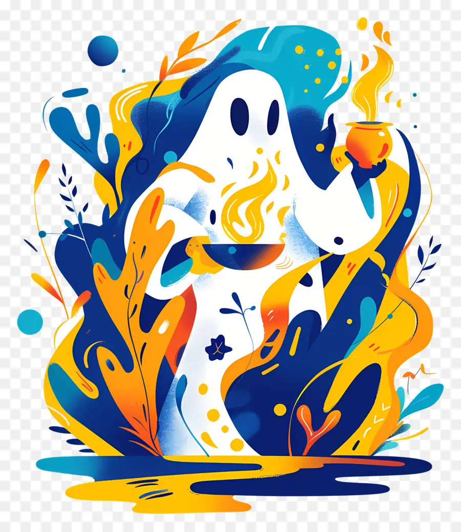 Poção De Agitação Fantasma，Fantasma Colorido PNG