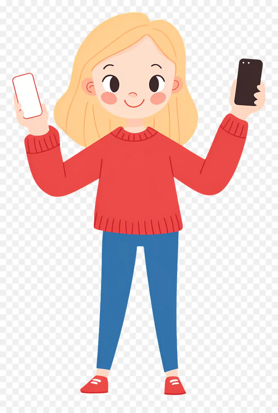 Mulher De Notificação，Garota Com Telefones PNG