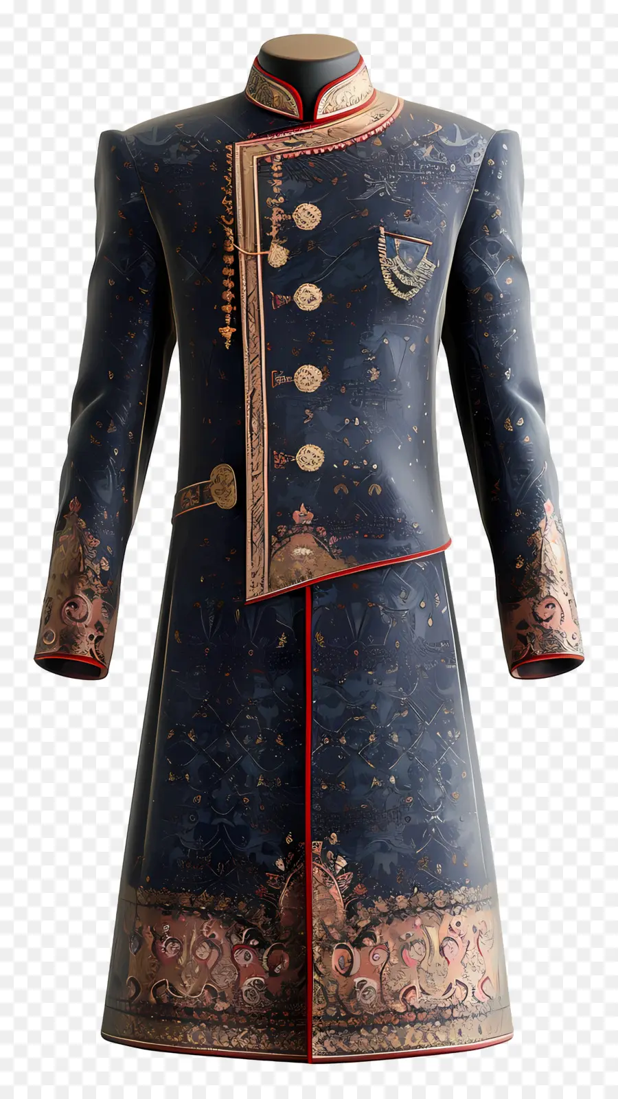 Traje Formal Indiano，Casaco Bordado Azul PNG