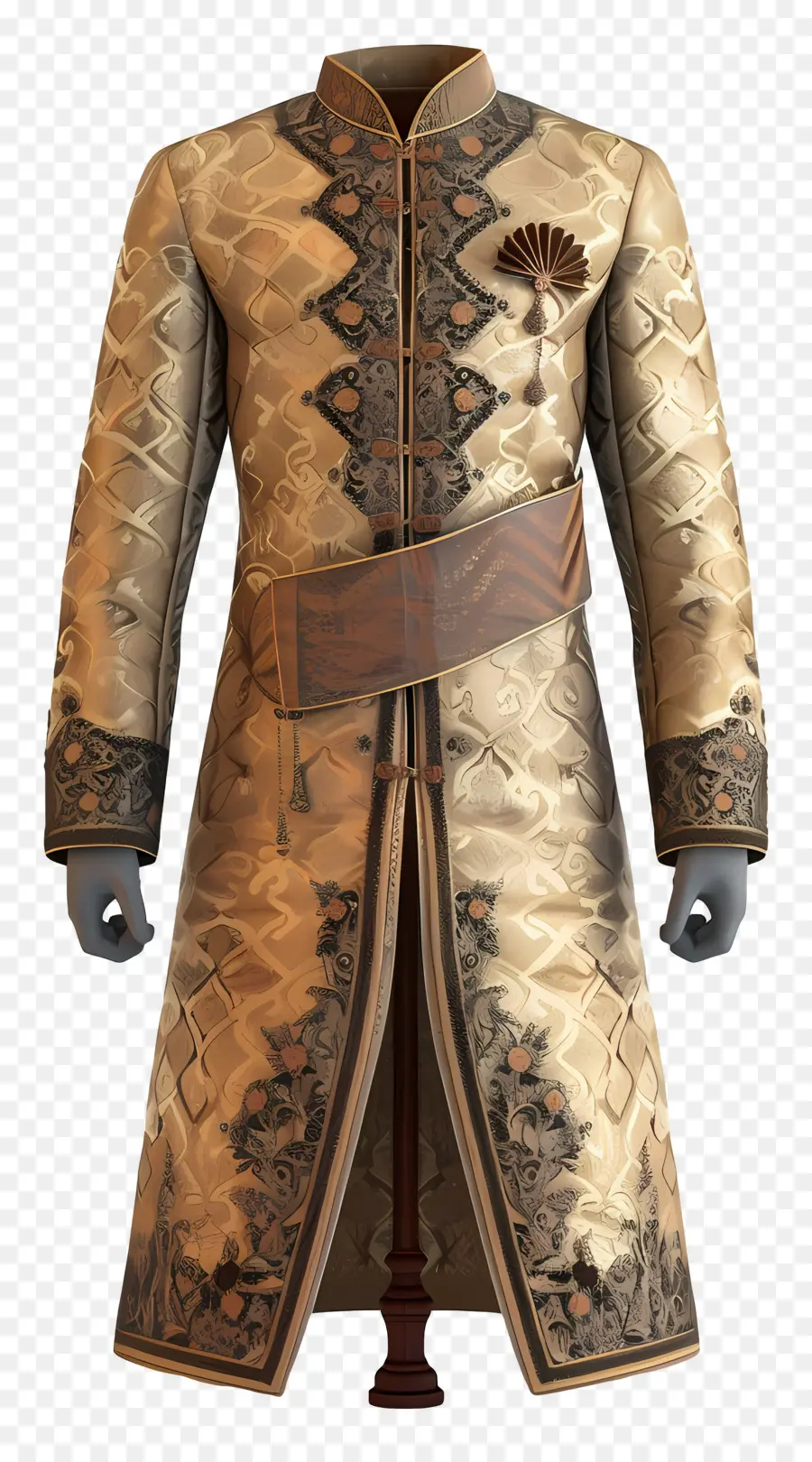 Traje Formal Indiano，Manto Dourado PNG