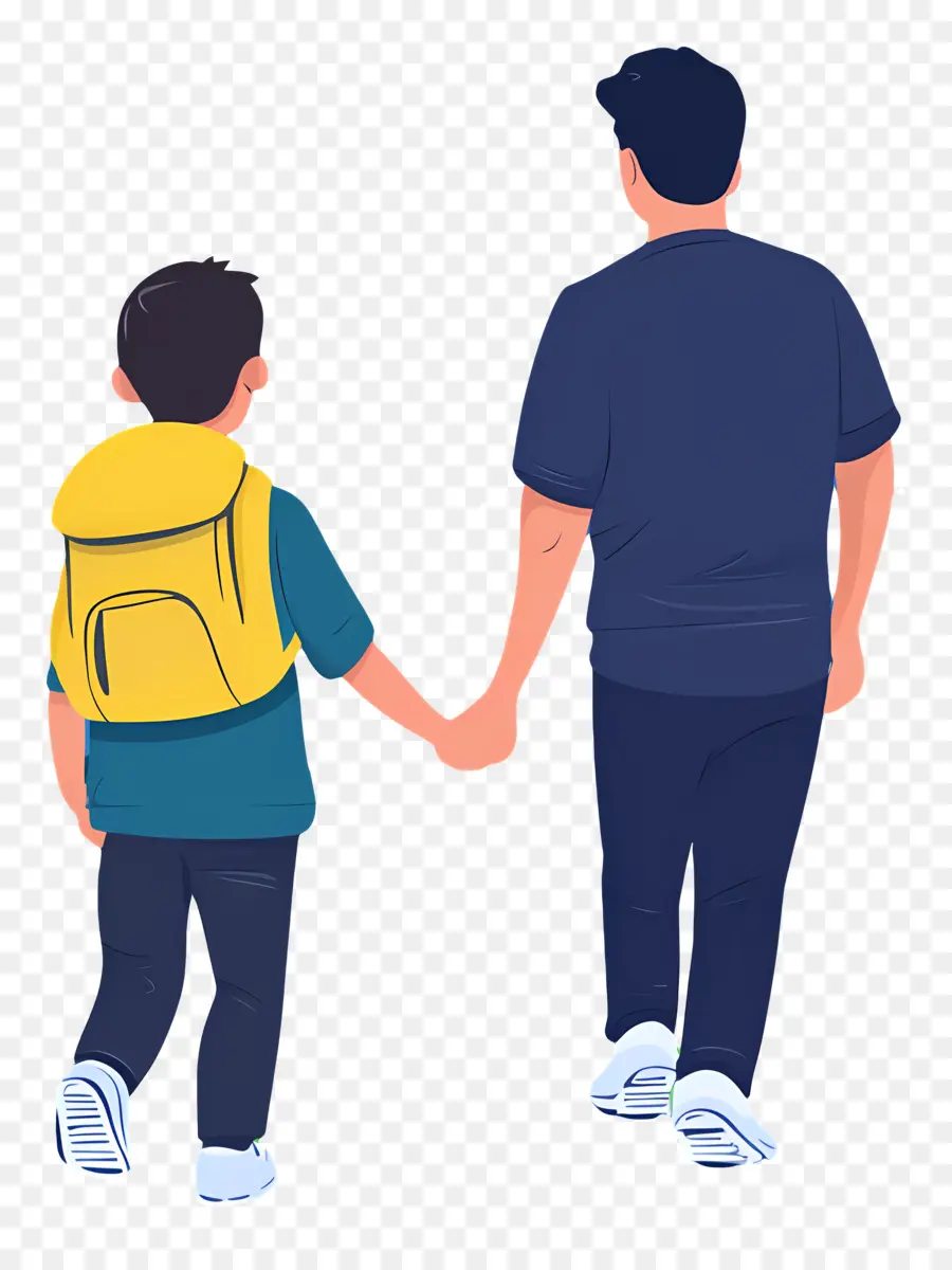 Indo Para A Escola Com O Papai，Pai E Filho PNG