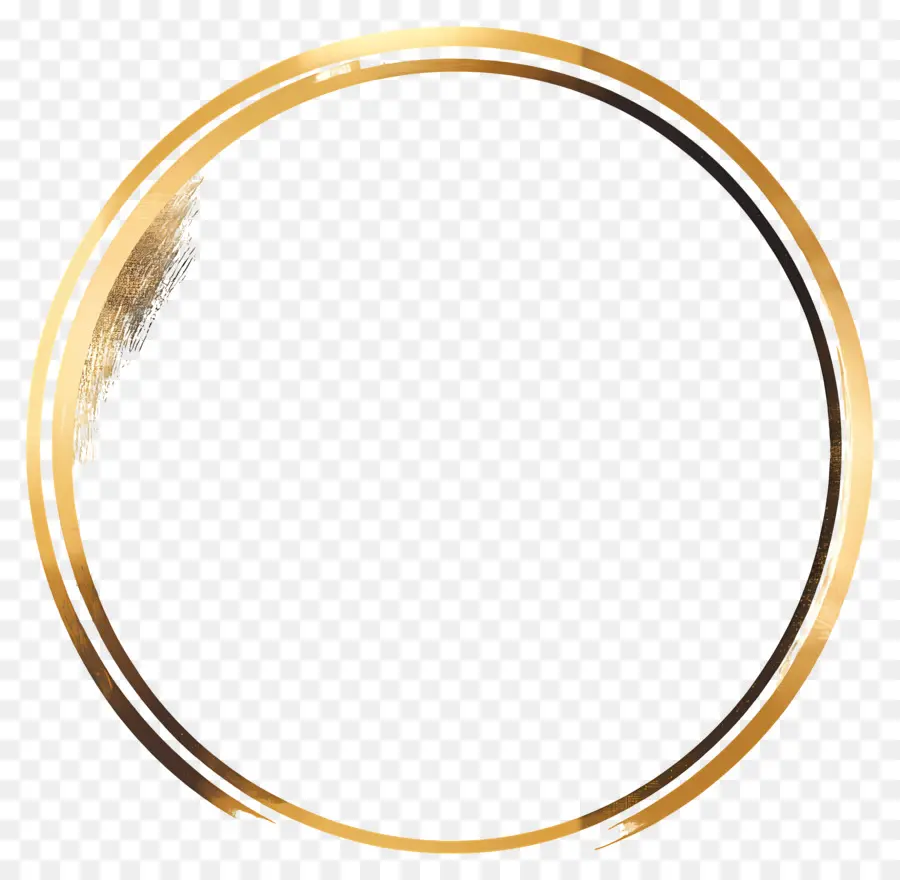 Linha Ouro，Moldura Circular Dourada PNG