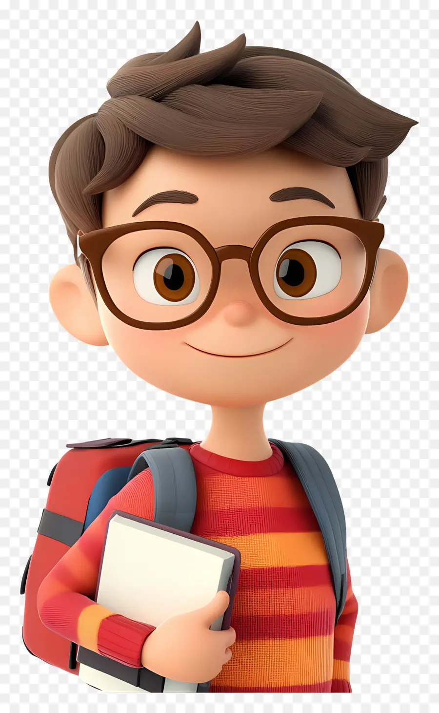 Aluno Animado，Menino Com óculos E Livro PNG