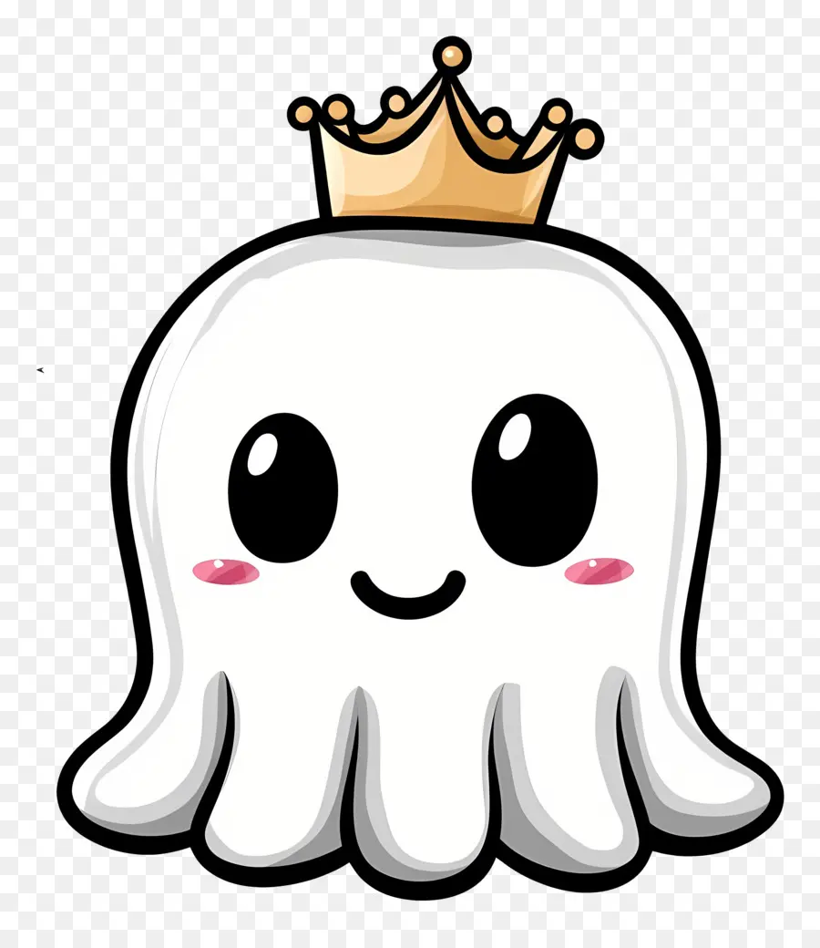 Fantasma Kawaii，Fantasma Com Coroa PNG