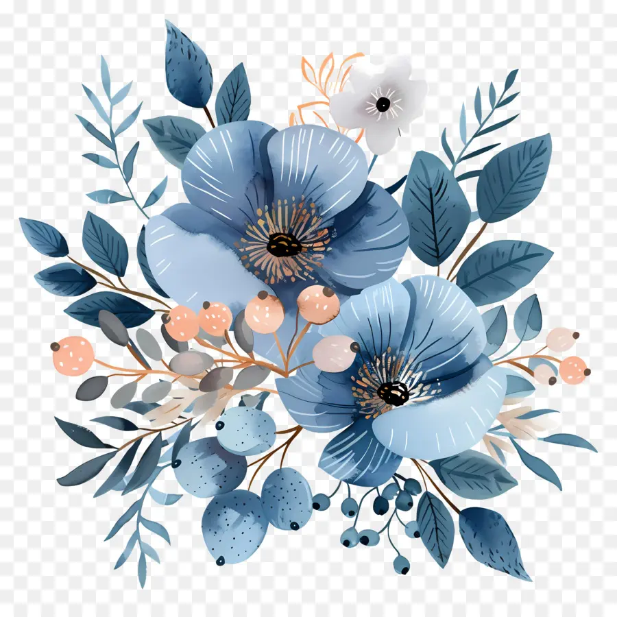 Buquê Azul，Flor Azul PNG