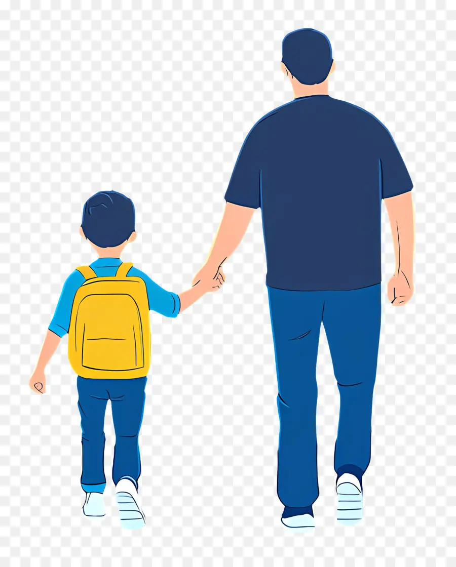 Indo Para A Escola Com O Papai，Pai E Filho PNG