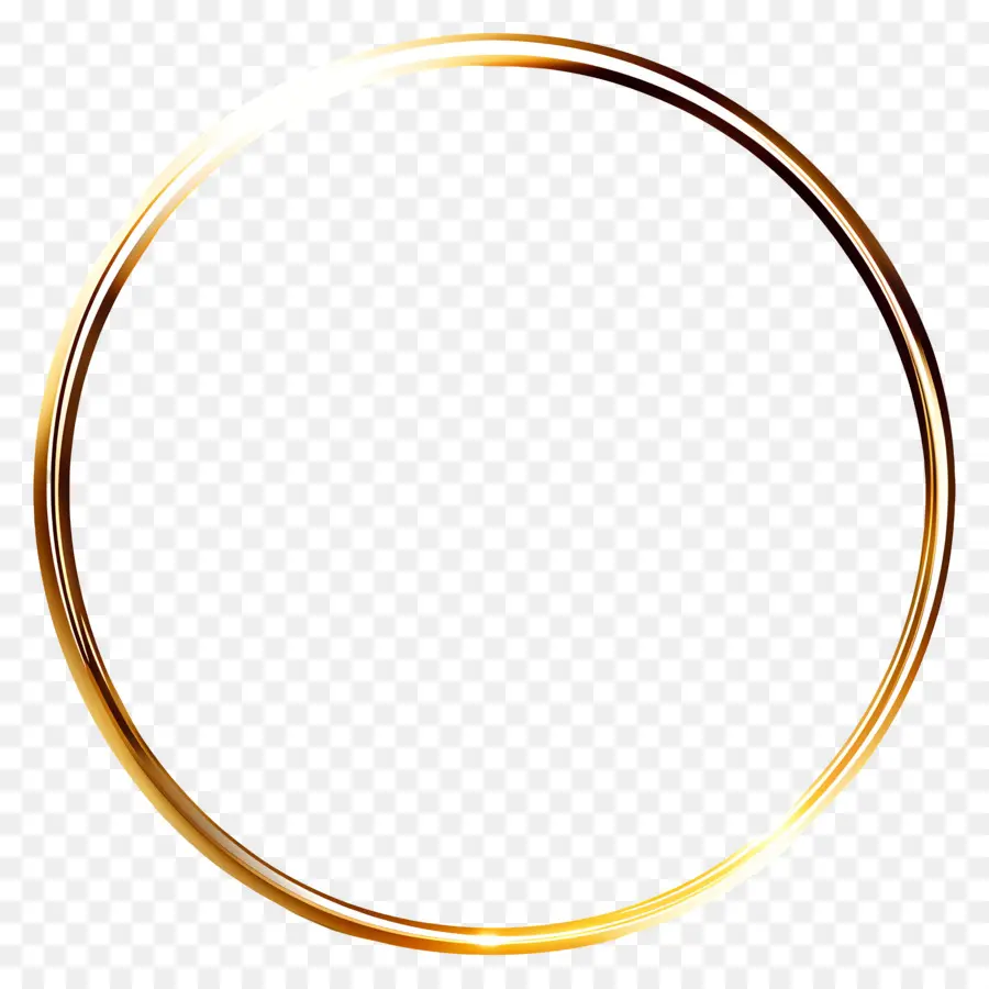 Linha Ouro，Moldura Circular Dourada PNG