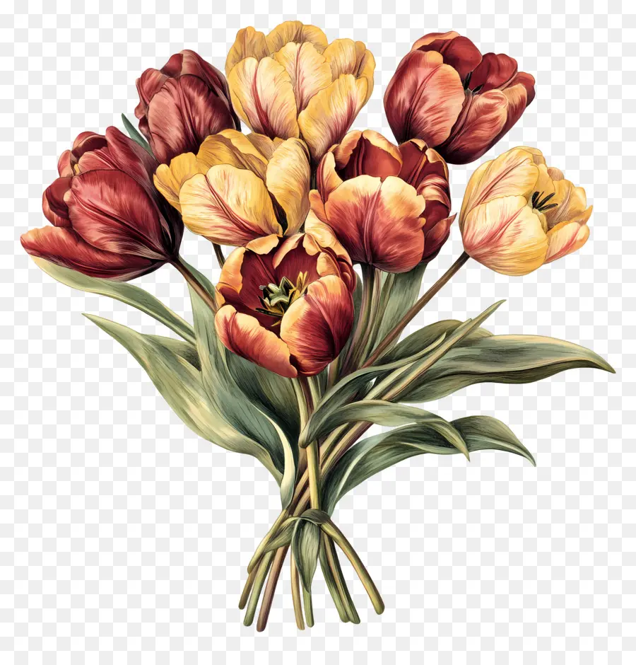 Buquê De Tulipas，Tulipas PNG