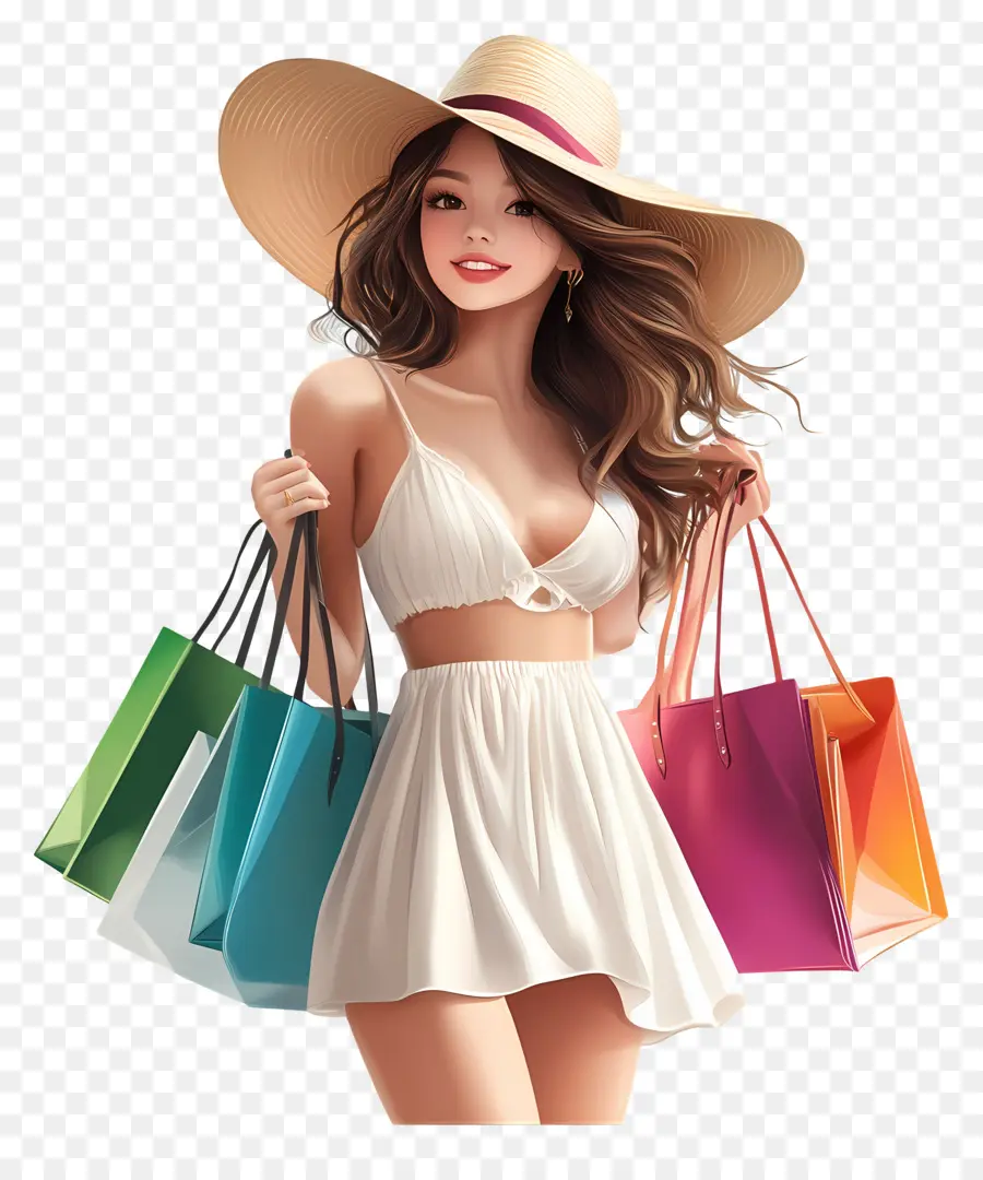 Garota De Compras，Mulher Fazendo Compras PNG