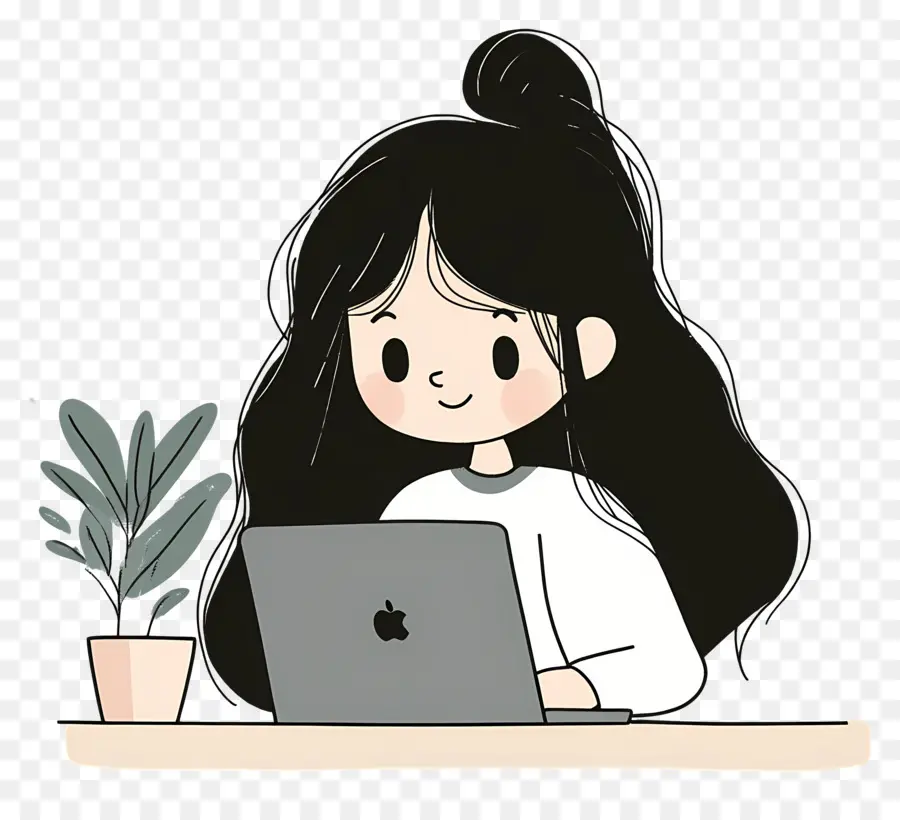 Garota Trabalhadora，Menina Com Laptop PNG