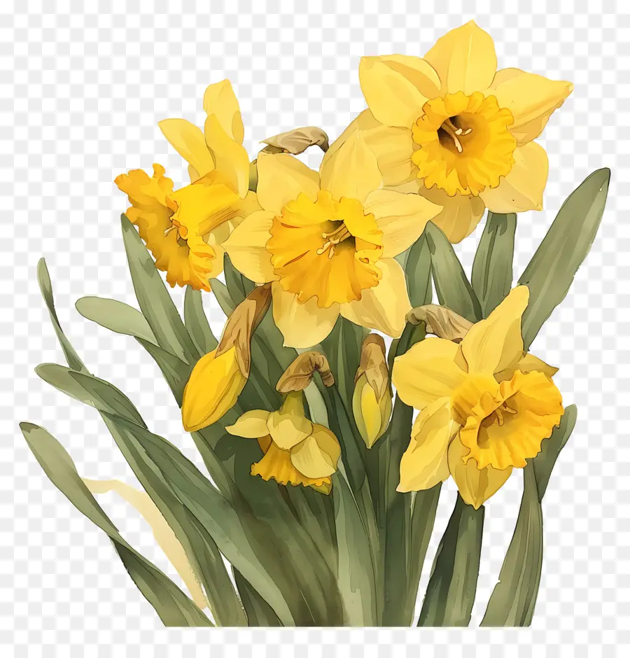 Buquê De Narciso Amarelo，Narcisos Amarelos PNG