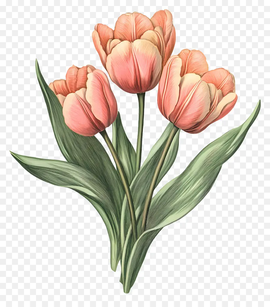 Buquê De Tulipas，Tulipas Rosa PNG