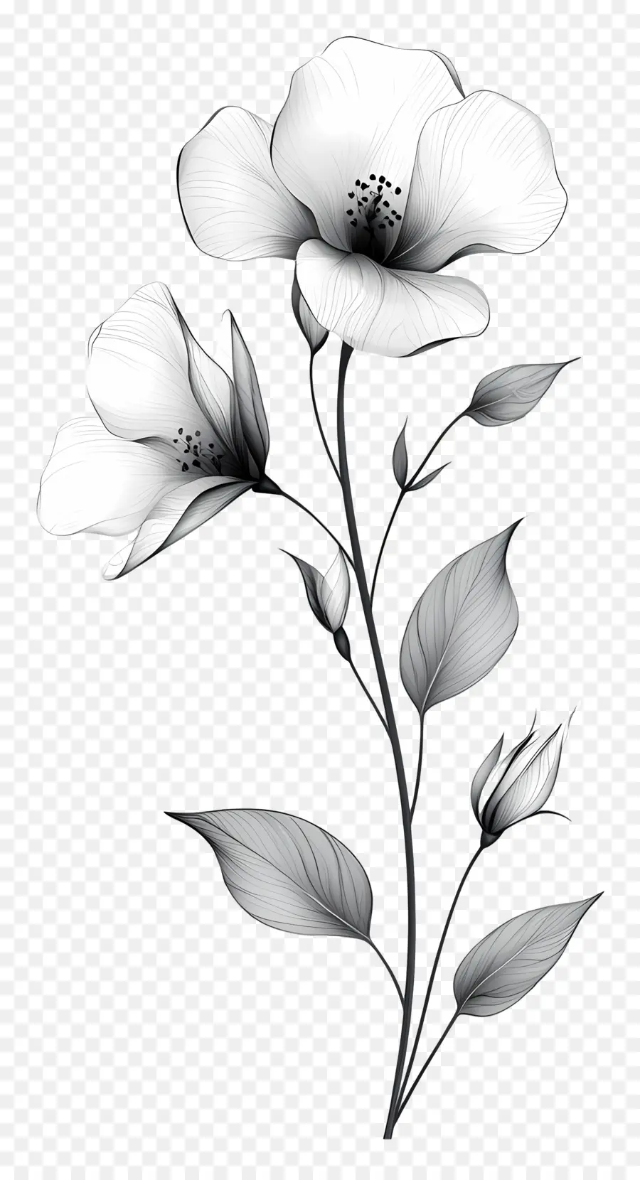 Flor De Linha，Flores Preto E Branco PNG