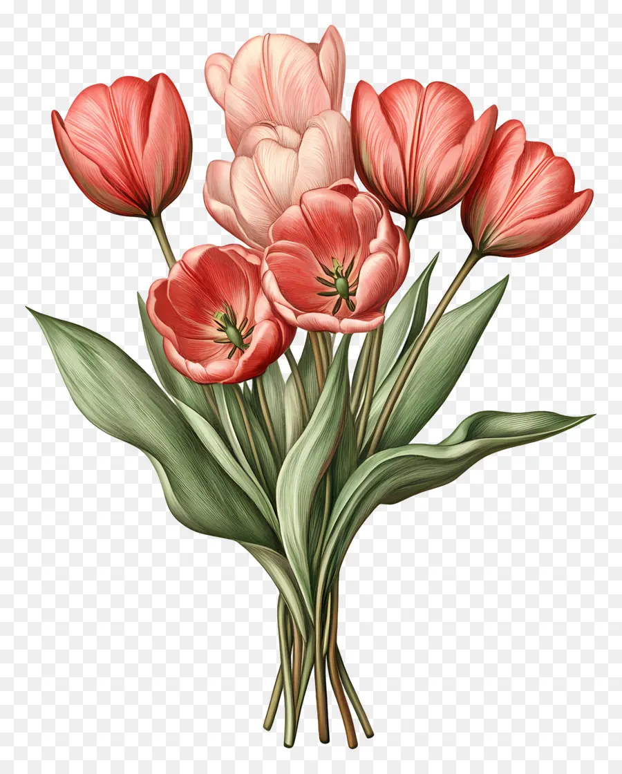 Buquê De Tulipas，Tulipas Rosa PNG